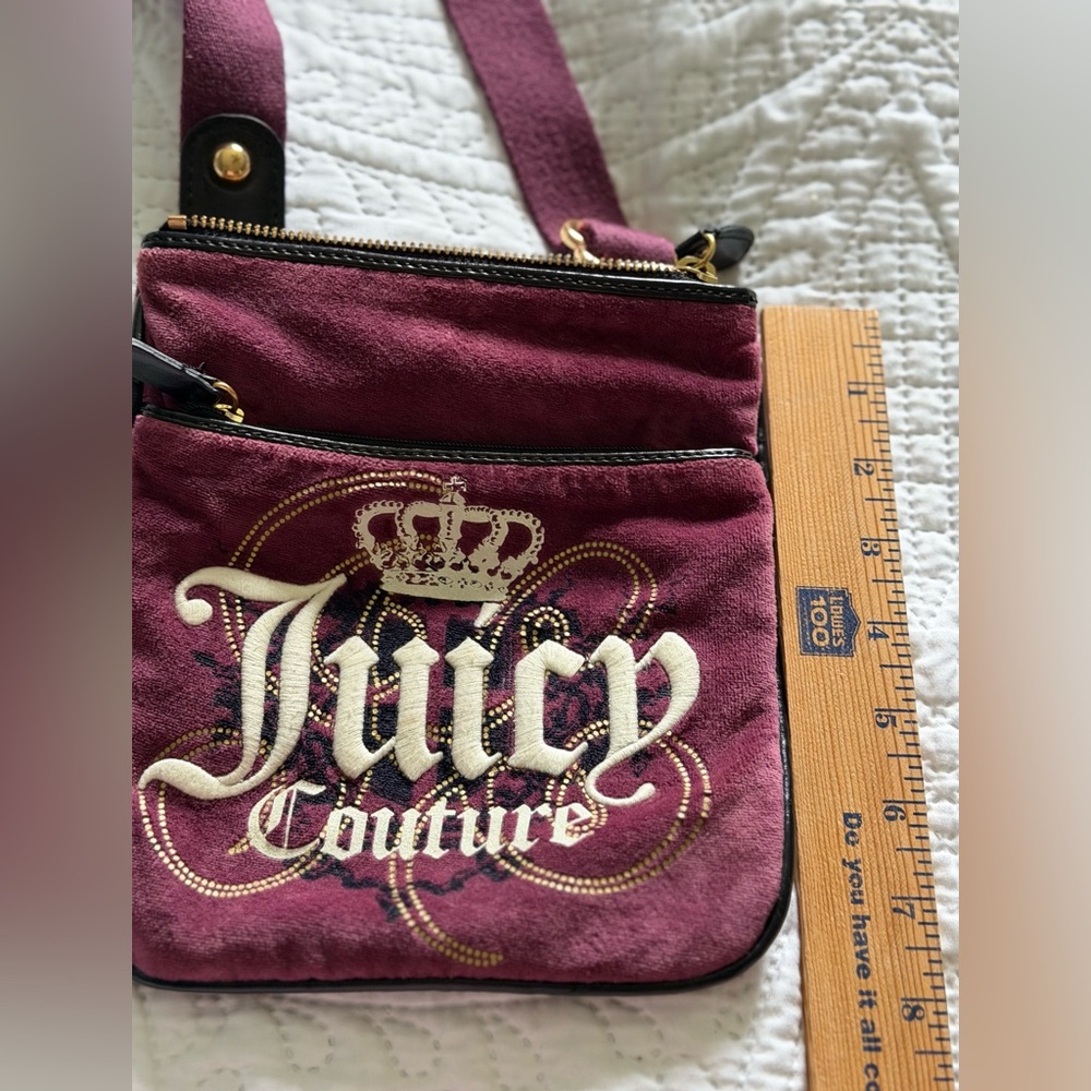Juicy Couture Crossbody Bag Purse Vintage Y2K Velour Purple RARE see pics - Picture 14 of 15